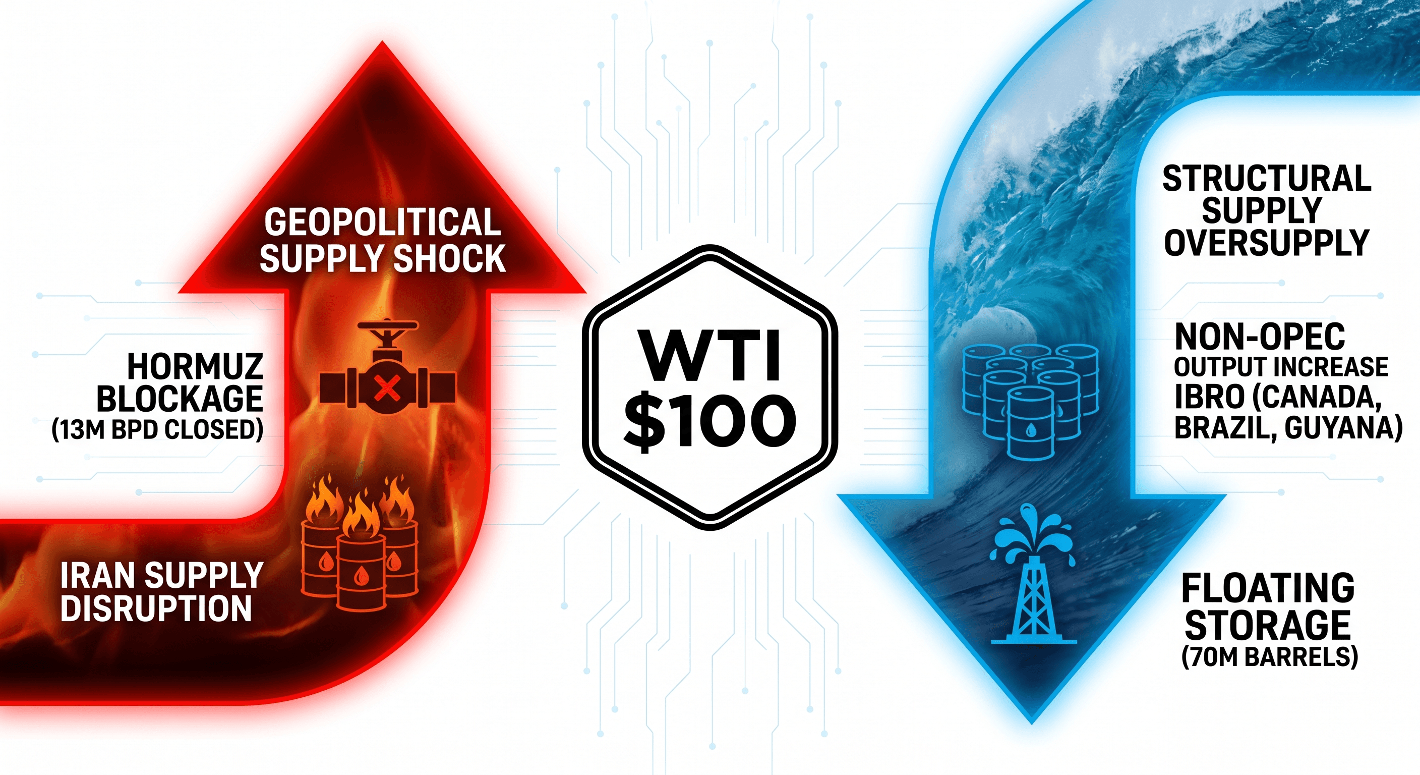 WTI $100 — Geopolitical Supply Shock vs Structural Supply Oversupply