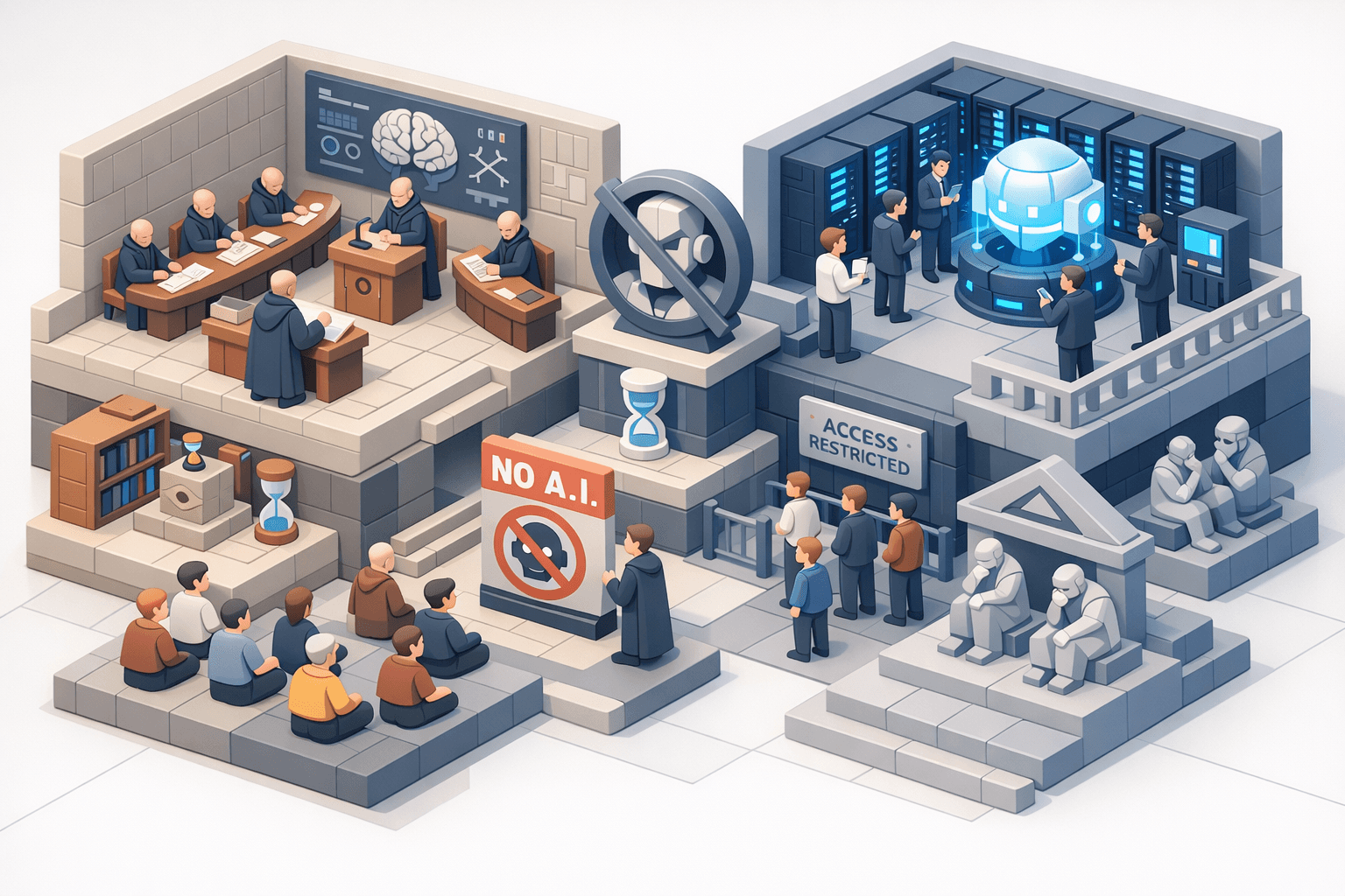 Two scenarios for AI: prohibition or symbiosis