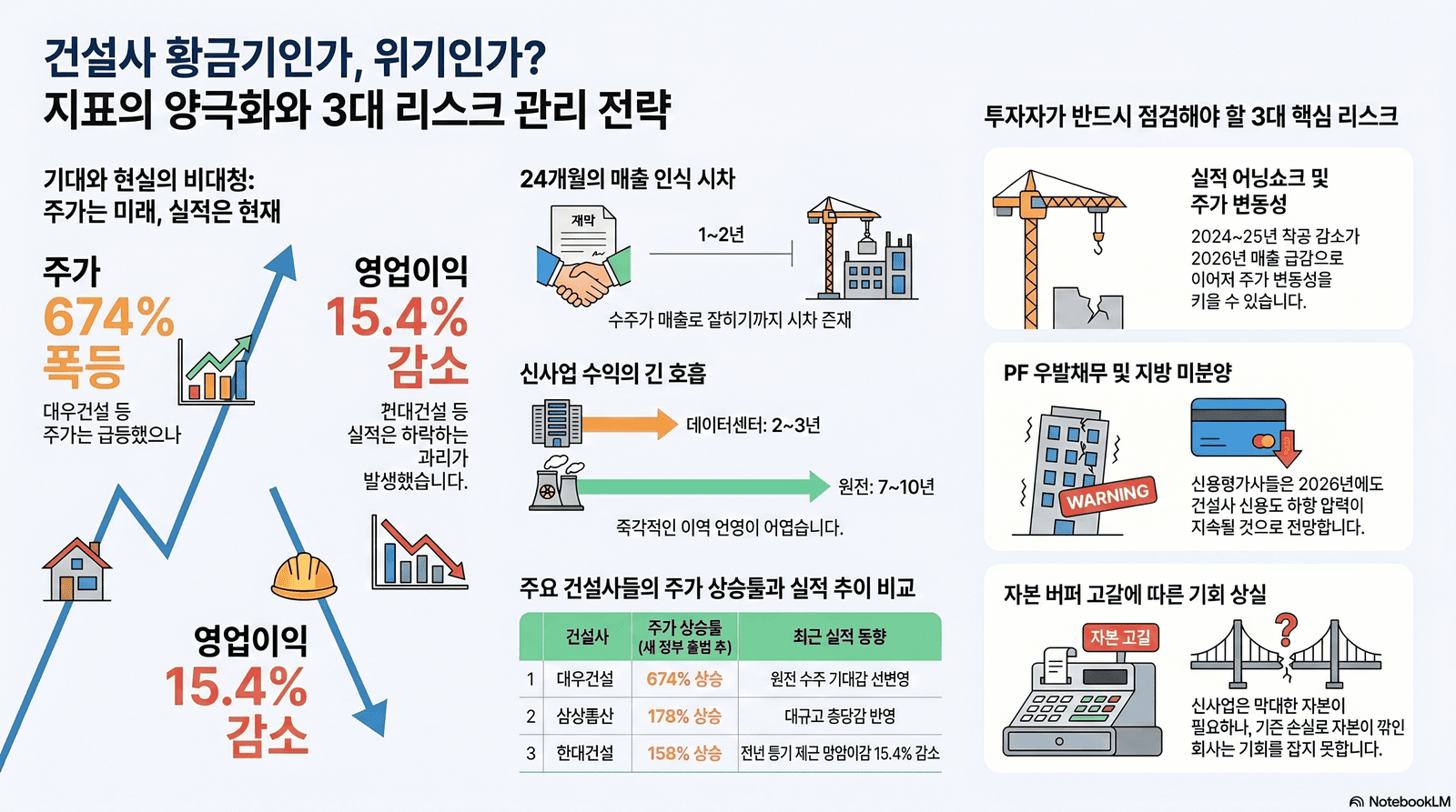 건설사 황금기인가, 위기인가? 지표의 양극화와 3대 리스크 관리 전략